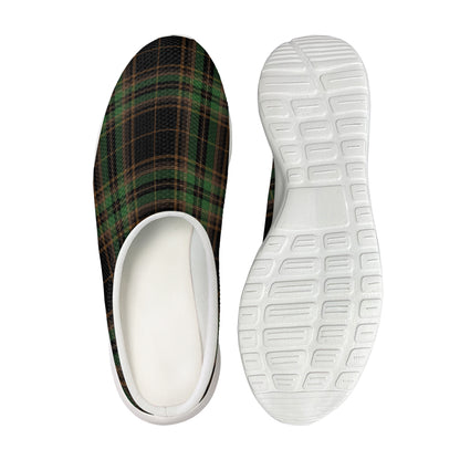 Black And Green Stewart Tartan Print Mesh Casual Shoes