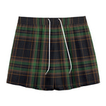 Black And Green Stewart Tartan Print Mesh Shorts