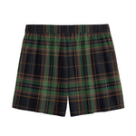Black And Green Stewart Tartan Print Mesh Shorts