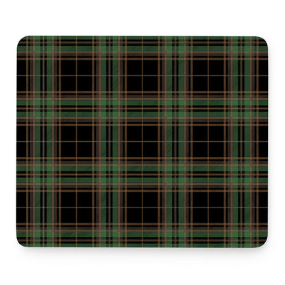 Black And Green Stewart Tartan Print Mouse Pad