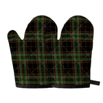 Black And Green Stewart Tartan Print Oven Mitts
