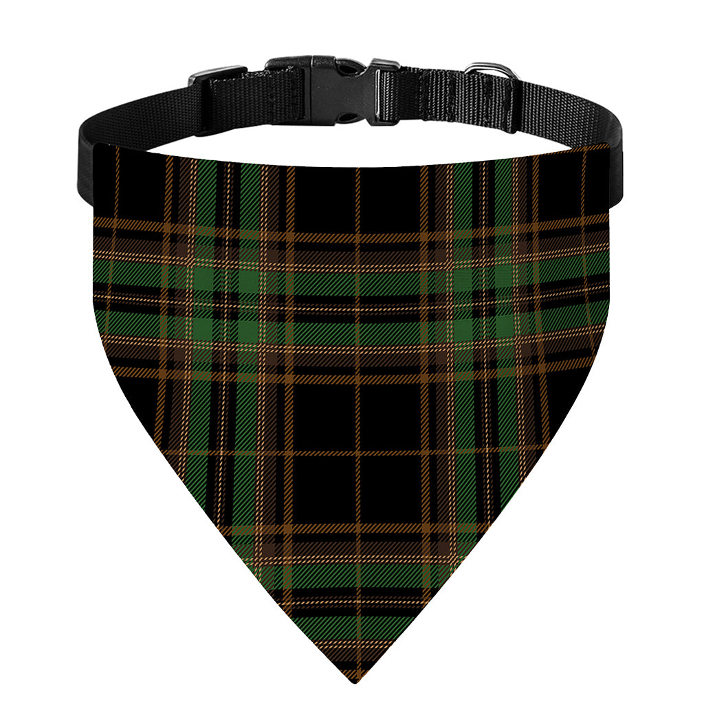 Black And Green Stewart Tartan Print Over The Collar Dog Bandana
