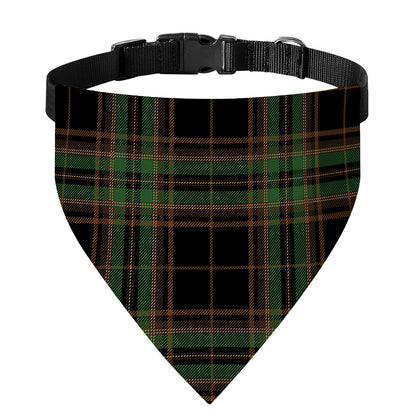 Black And Green Stewart Tartan Print Over The Collar Dog Bandana