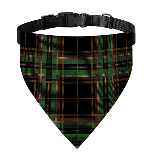 Black And Green Stewart Tartan Print Over The Collar Dog Bandana