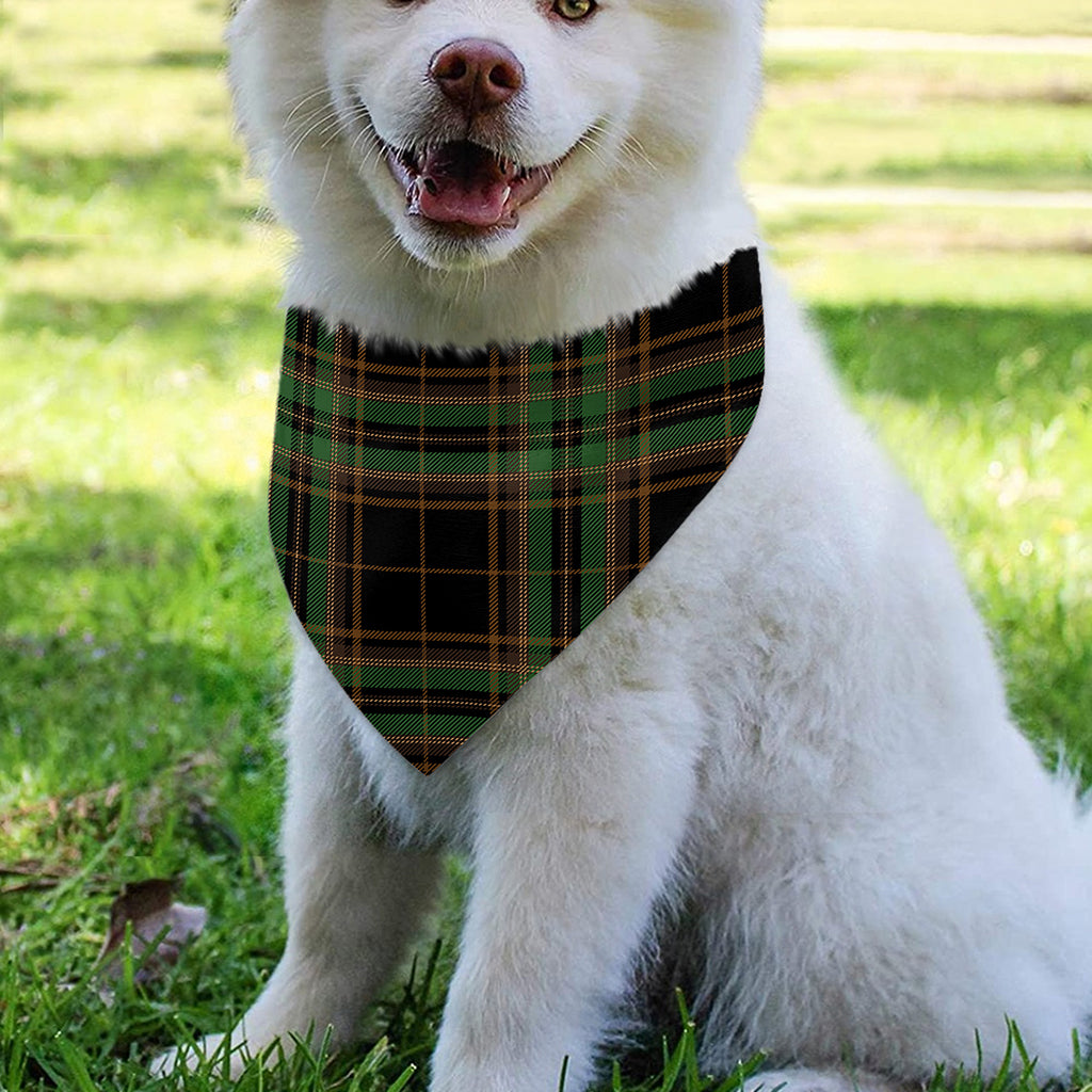 Black And Green Stewart Tartan Print Over The Collar Dog Bandana