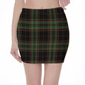 Black And Green Stewart Tartan Print Pencil Mini Skirt