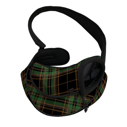Black And Green Stewart Tartan Print Pet Sling Carrier
