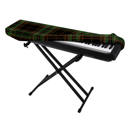 Black And Green Stewart Tartan Print Piano Keyboard Cover