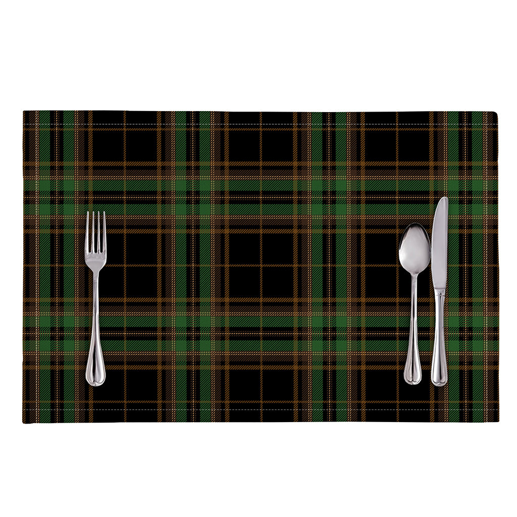 Black And Green Stewart Tartan Print Placemat