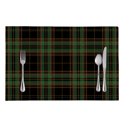 Black And Green Stewart Tartan Print Placemat