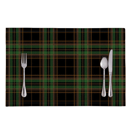 Black And Green Stewart Tartan Print Placemat