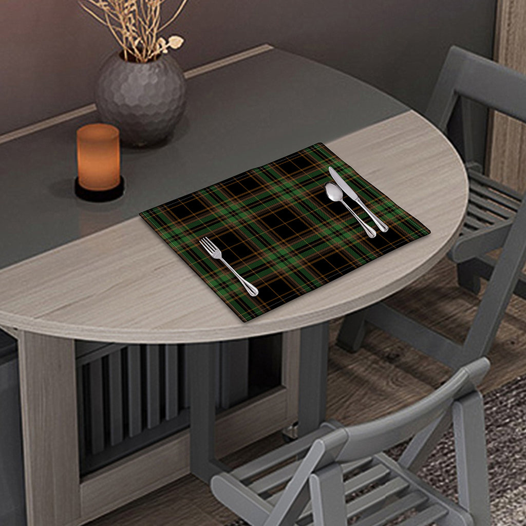 Black And Green Stewart Tartan Print Placemat