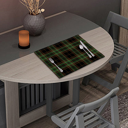 Black And Green Stewart Tartan Print Placemat