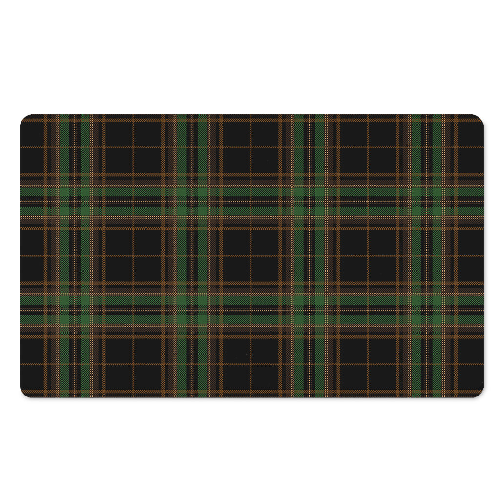 Black And Green Stewart Tartan Print Polyester Doormat