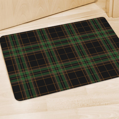 Black And Green Stewart Tartan Print Polyester Doormat