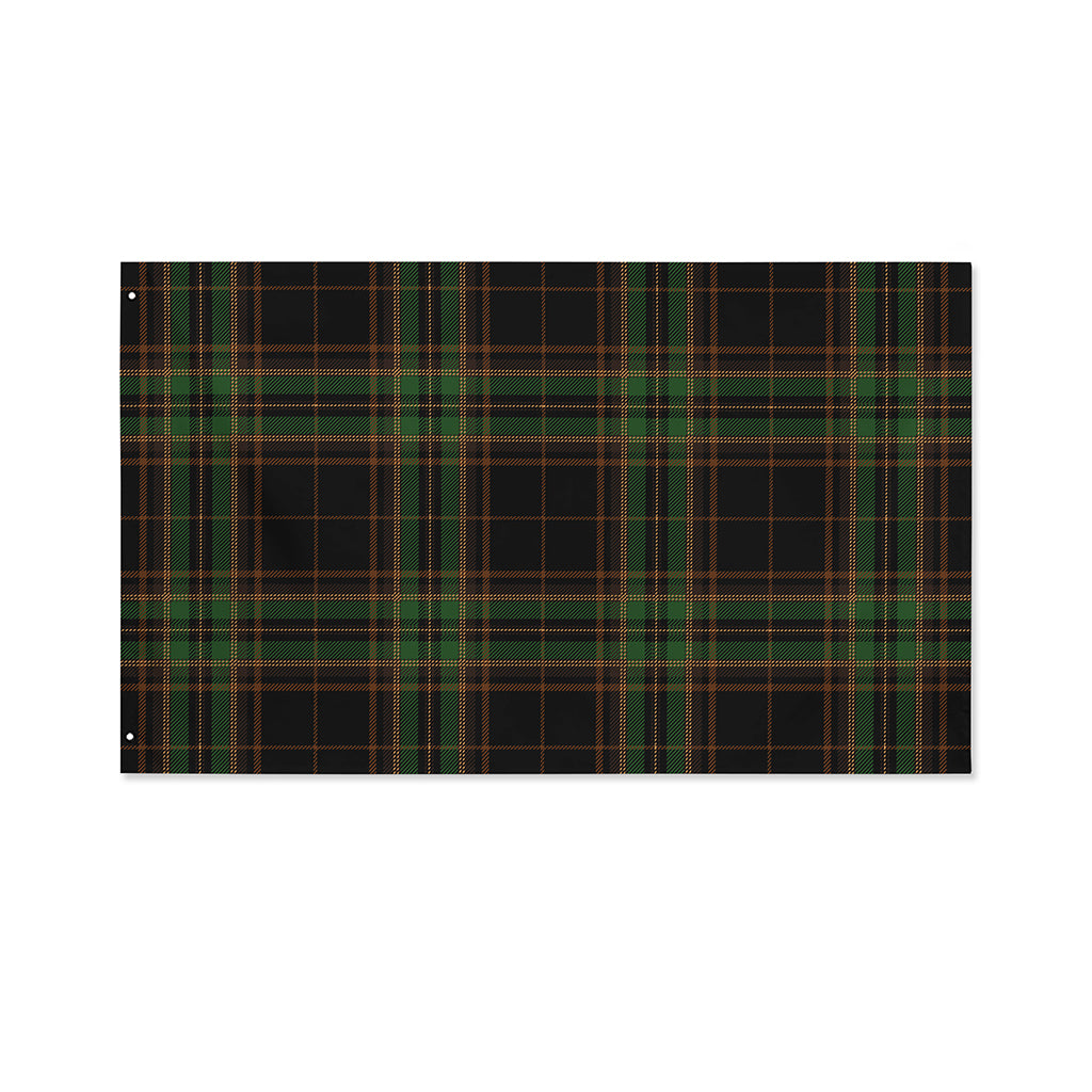 Black And Green Stewart Tartan Print Polyester Flag