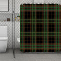 Black And Green Stewart Tartan Print Polyester Shower Curtain
