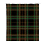 Black And Green Stewart Tartan Print Polyester Shower Curtain