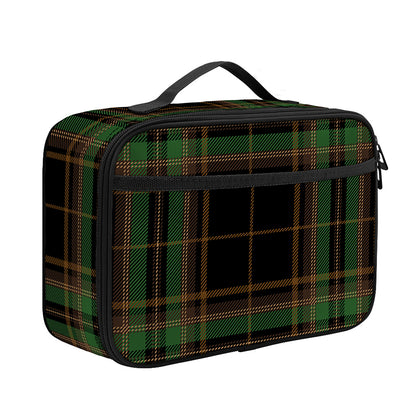 Black And Green Stewart Tartan Print Portable Lunch Bag