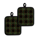 Black And Green Stewart Tartan Print Pot Holders