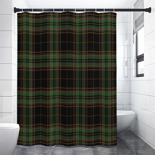 Black And Green Stewart Tartan Print Premium Shower Curtain