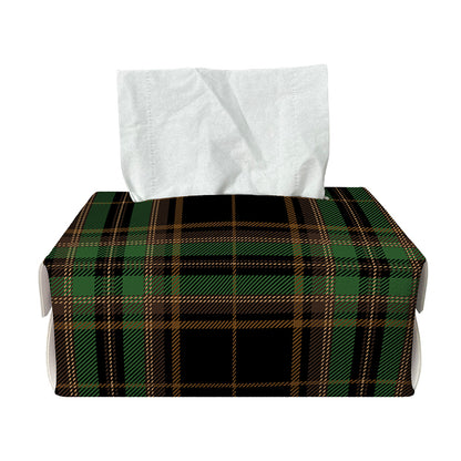 Black And Green Stewart Tartan Print Rectangle Tissue Box Cover