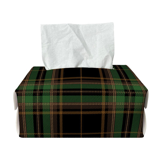 Black And Green Stewart Tartan Print Rectangle Tissue Box Cover