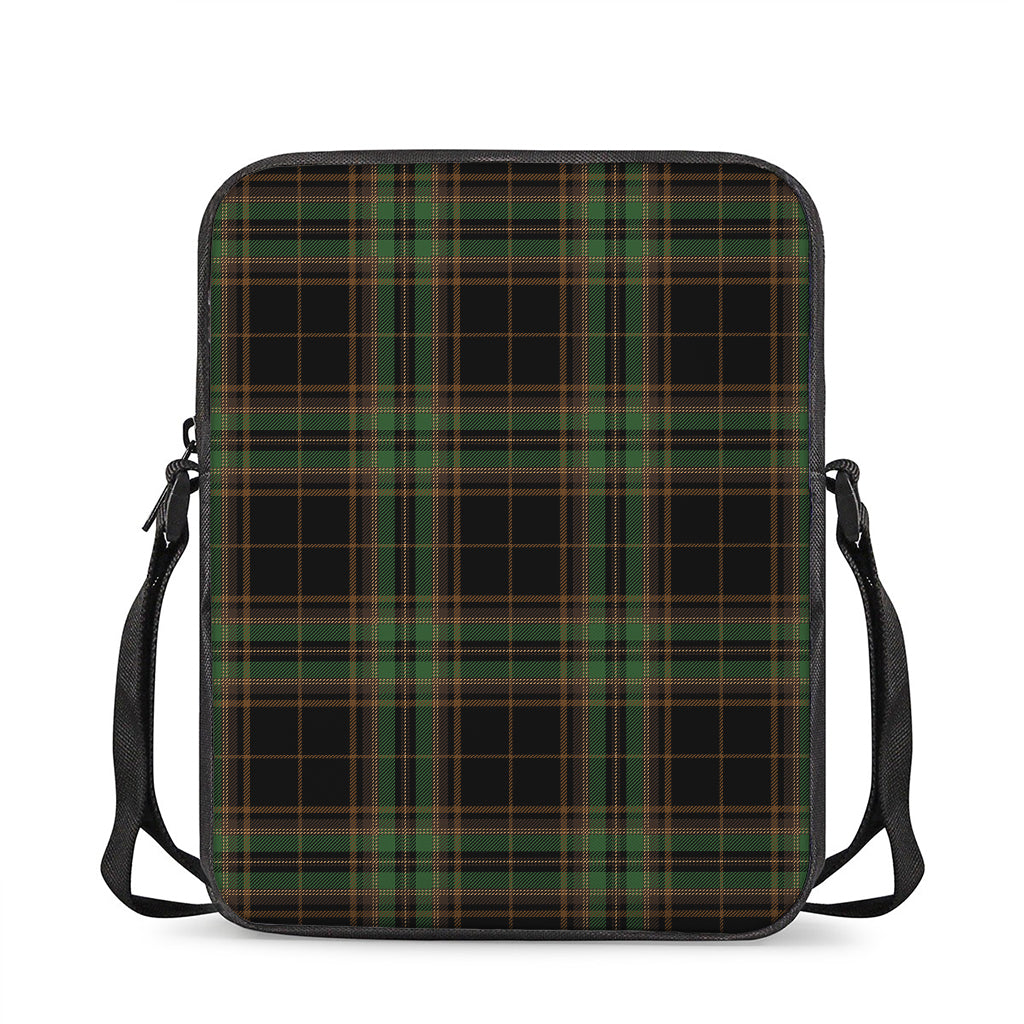 Black And Green Stewart Tartan Print Rectangular Crossbody Bag