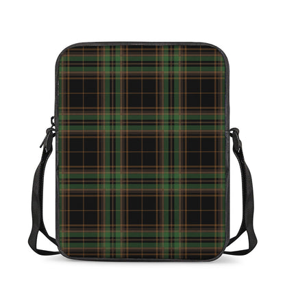 Black And Green Stewart Tartan Print Rectangular Crossbody Bag
