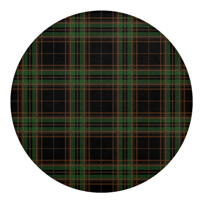 Black And Green Stewart Tartan Print Round Blanket