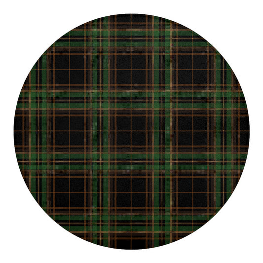 Black And Green Stewart Tartan Print Round Blanket
