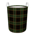 Black And Green Stewart Tartan Print Round Laundry Basket