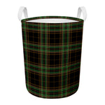 Black And Green Stewart Tartan Print Round Laundry Basket