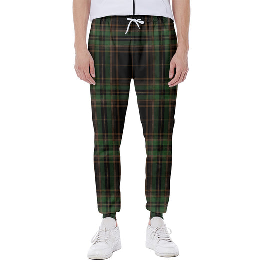 Black And Green Stewart Tartan Print Scuba Joggers