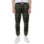 Black And Green Stewart Tartan Print Scuba Joggers