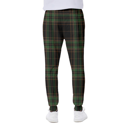 Black And Green Stewart Tartan Print Scuba Joggers