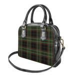 Black And Green Stewart Tartan Print Shoulder Handbag