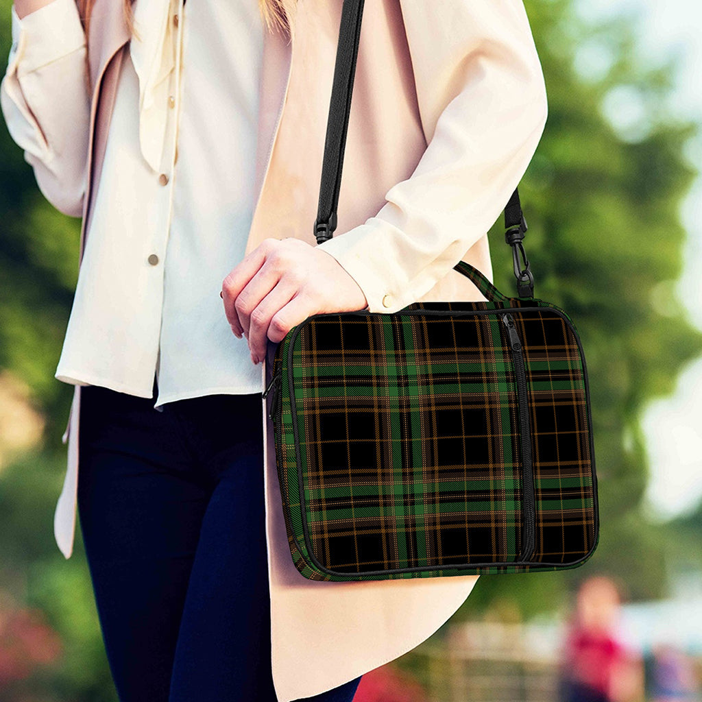 Black And Green Stewart Tartan Print Shoulder Strap Bible Bag