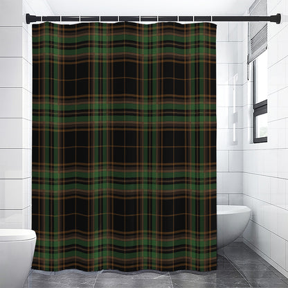 Black And Green Stewart Tartan Print Shower Curtain