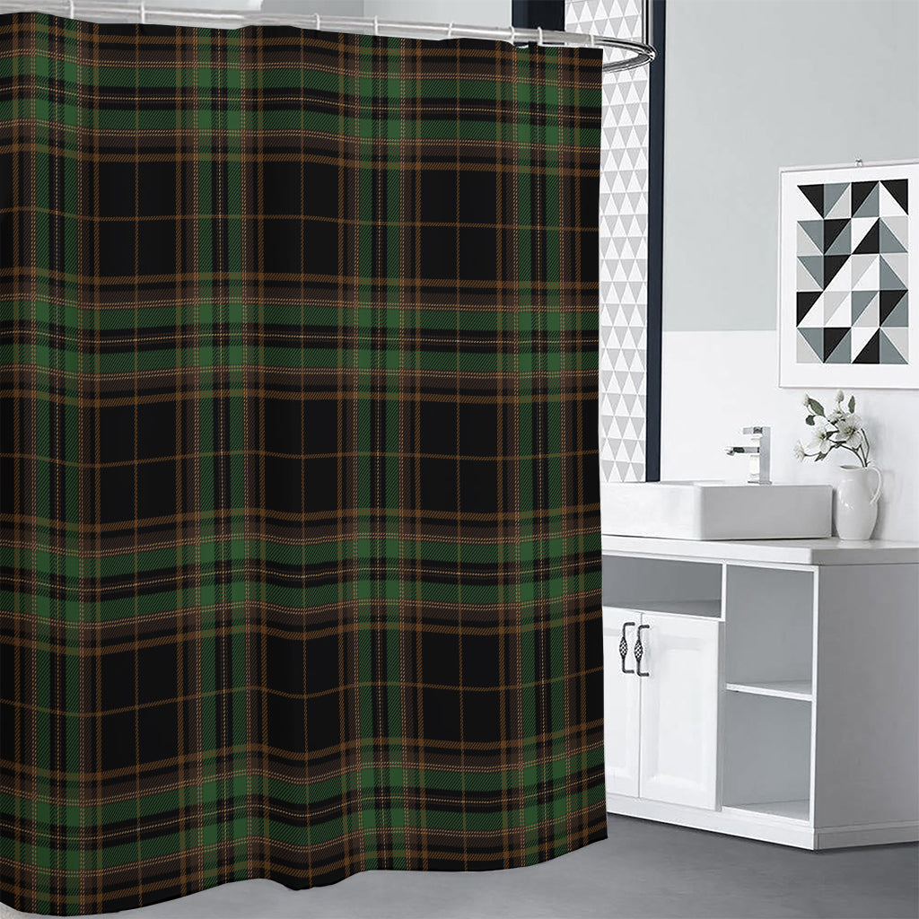 Black And Green Stewart Tartan Print Shower Curtain