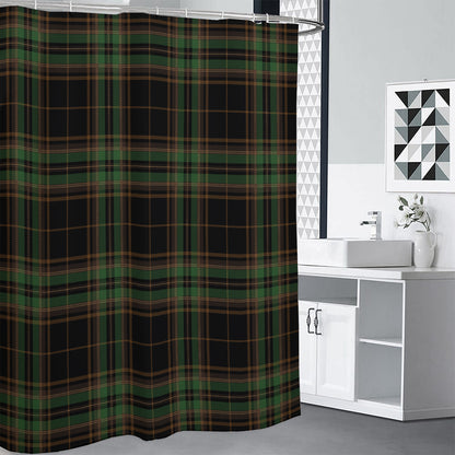 Black And Green Stewart Tartan Print Shower Curtain