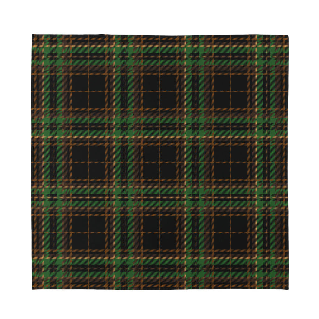 Black And Green Stewart Tartan Print Silk Bandana