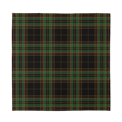 Black And Green Stewart Tartan Print Silk Bandana
