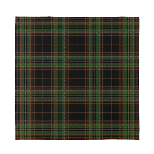 Black And Green Stewart Tartan Print Silk Bandana