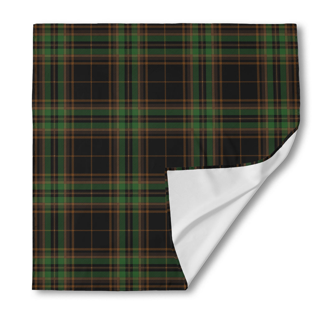 Black And Green Stewart Tartan Print Silk Bandana