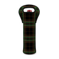 Black And Green Stewart Tartan Print Single Neoprene Wine Tote