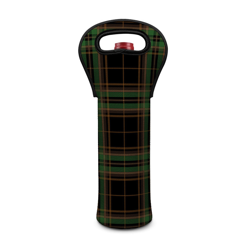 Black And Green Stewart Tartan Print Single Neoprene Wine Tote
