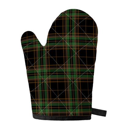 Black And Green Stewart Tartan Print Single Oven Mitt
