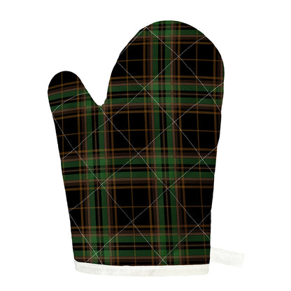 Black And Green Stewart Tartan Print Single Oven Mitt