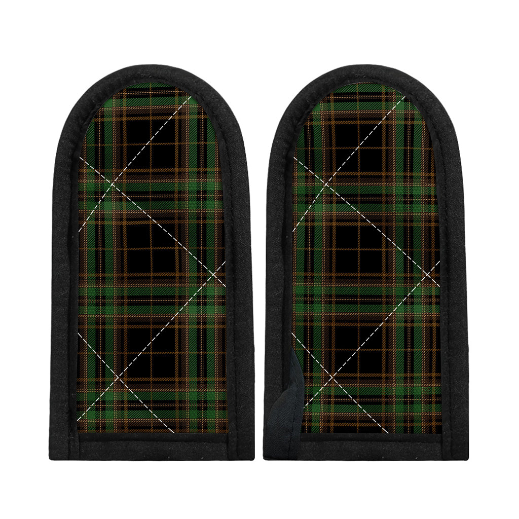 Black And Green Stewart Tartan Print Skillet Handle Cover